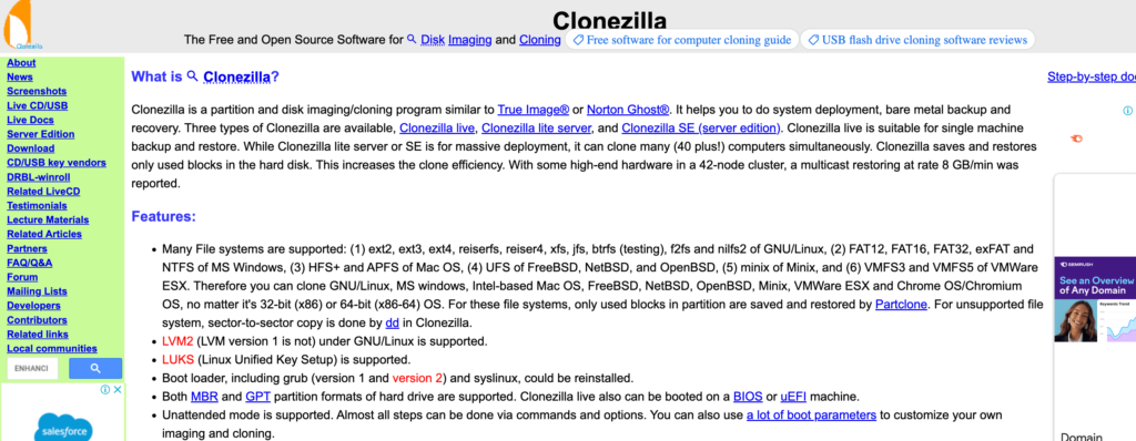 Clonezilla Backup